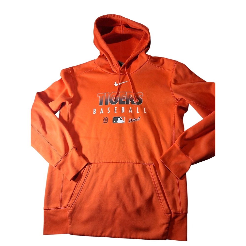 Nike‎ Detroit Tigers Hoodie Men's Medium Orange Blue Sweatshirt MLB Baseball